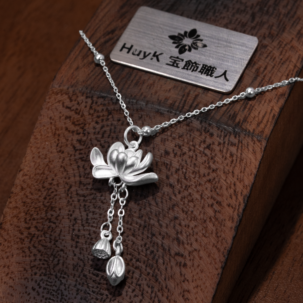 蓮の花ネックレス- S925- D000856 – HUYK JEWELRY© 職人による