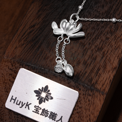 蓮の花ネックレス- S925-  D000856