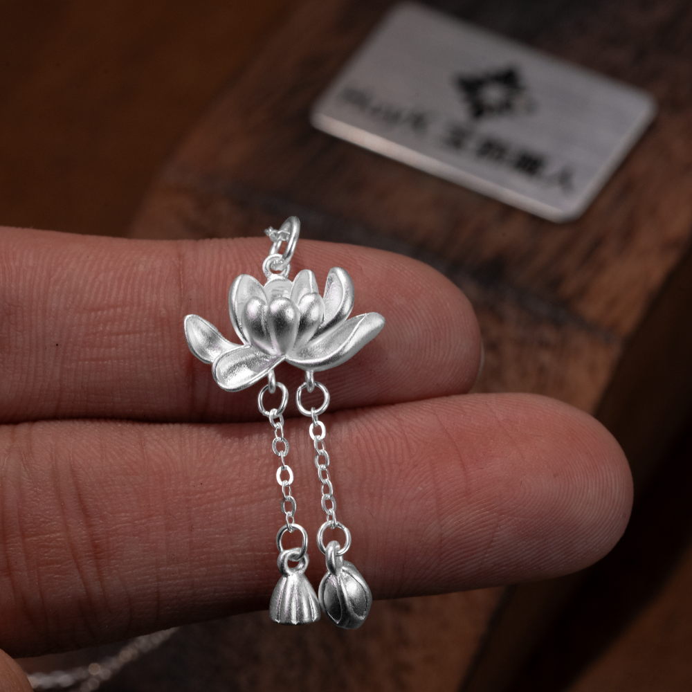 蓮の花ネックレス- S925- D000856 – HUYK JEWELRY© 職人による