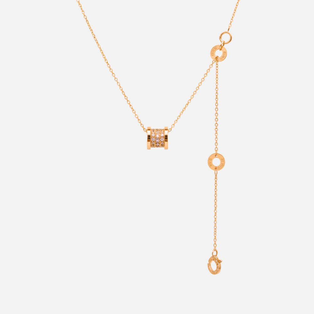 ピンクゴールドメッキ柱ペンダントネックレス - s925 - D000922