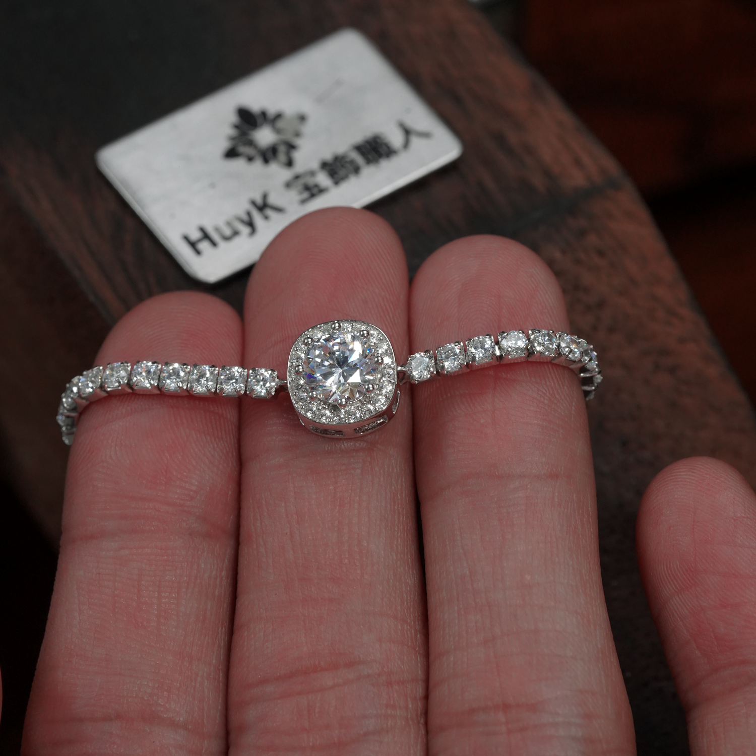 ドローコードチェーンのラウンドストーンブレスレット - S925 - L400745