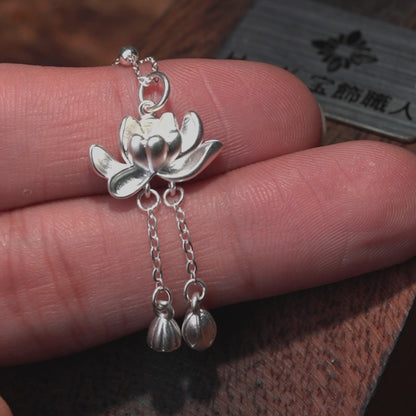 蓮の花ネックレス- S925-  D000856