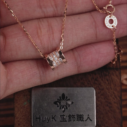 ピンクゴールドメッキ柱ペンダントネックレス - s925 - D000922